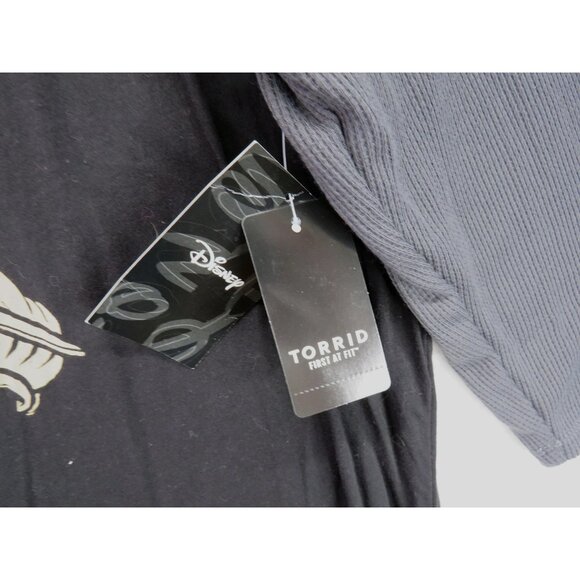 Disney Torrid Mickey Mouse Raglan Shirt Womens 2X Black Gray 3/4 Sleeve Plus - Picture 4 of 9